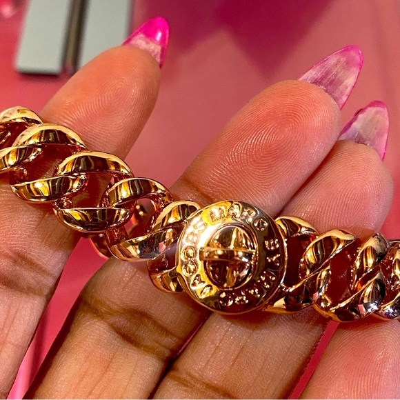 MARC BY MARC JACOBS “Katie” Turn Lock Copper Enamel Chain Link Bracelet, EUC
